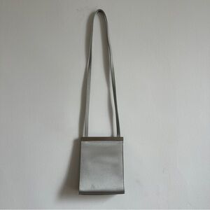 Vintage 90s Small Minimalist Silver Party Crossbody Shoulder Bag